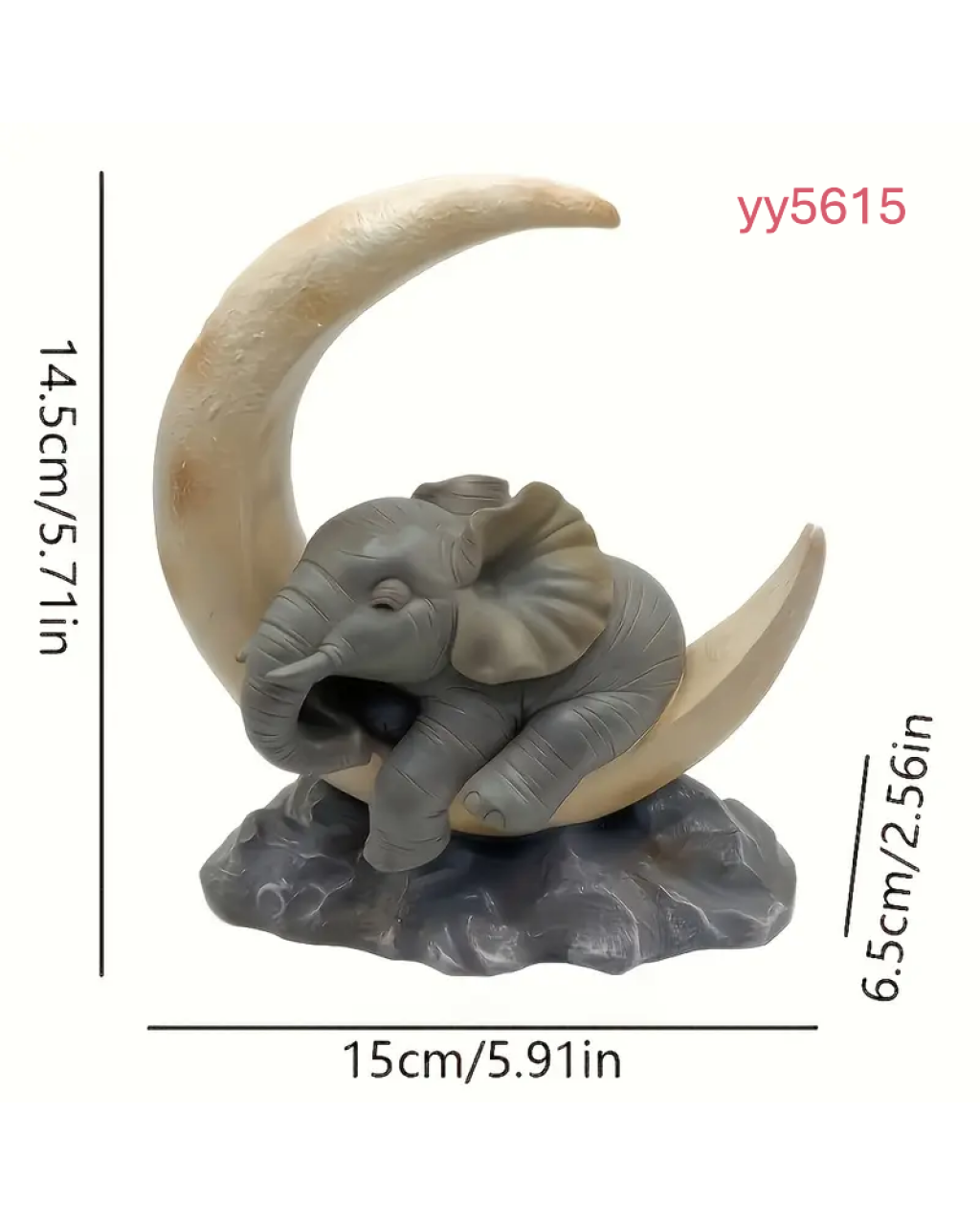 YY5615 Ay Temalı Uyuyan Fil Figürü Mum Biblo Silikon Kalıp – Masalsı ve Şık Dekoratif Hediye!